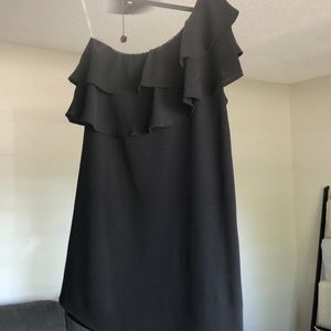 One Shoulder Black Mini Dress